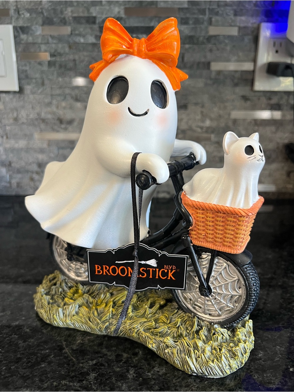 SUPER CUTE!!! Girl GHOST on Bicycle With Pet CAT GHOST In Basket